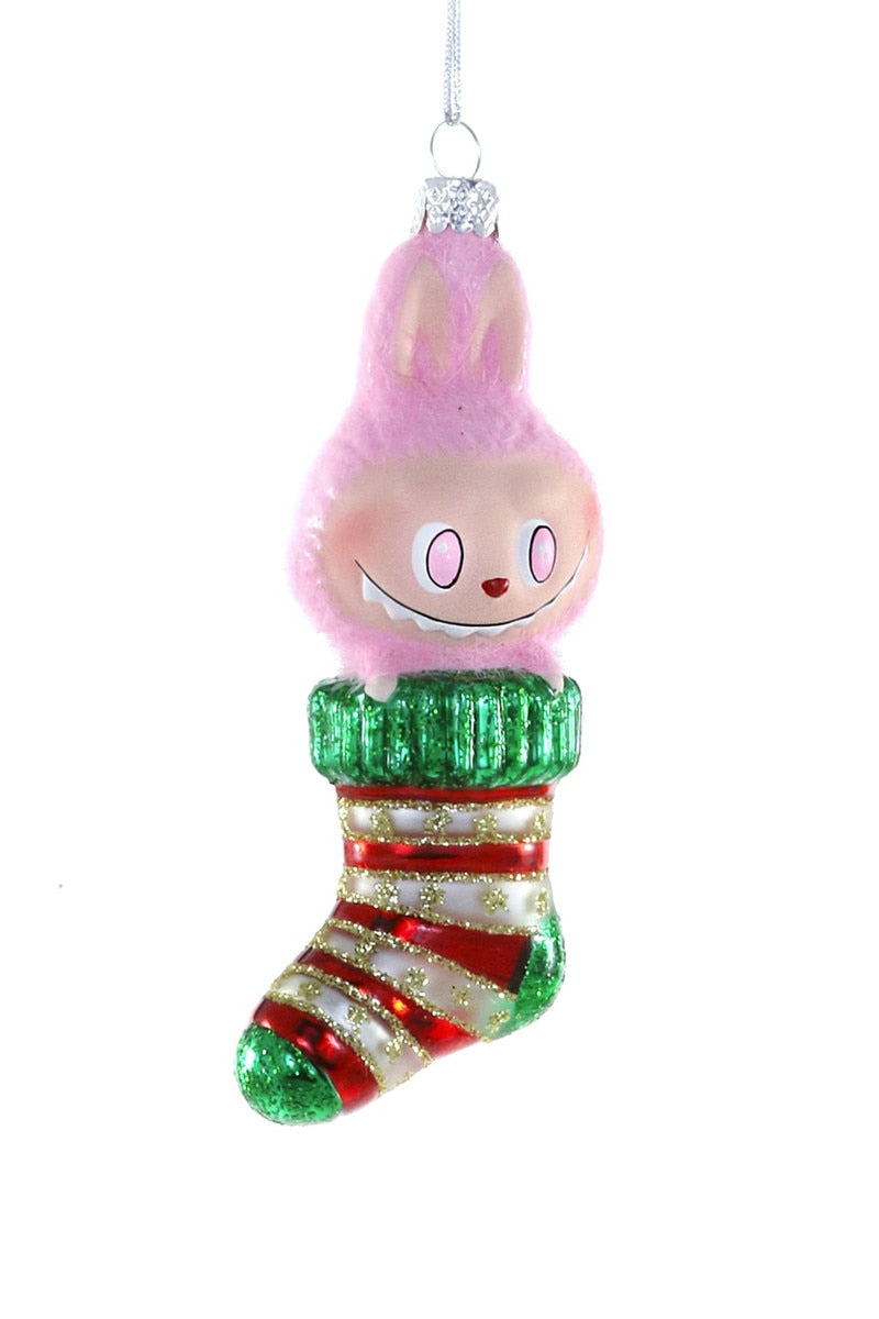 Santa's Sweet Shoppe Collection -  4.75" MONSTER STOCKING GLASS ORNAMENT