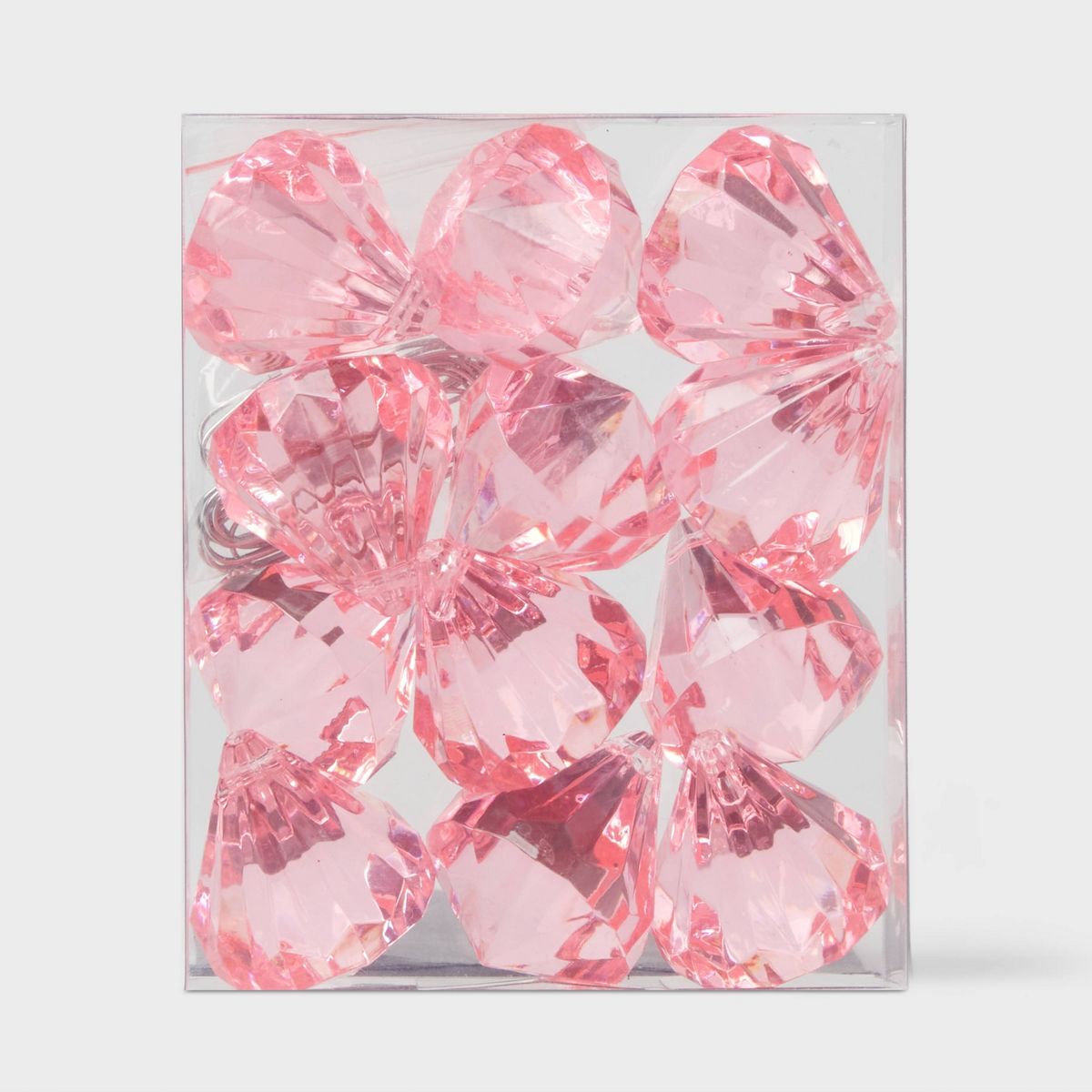 Valentine's Day - 2" PINK Acrylic Diamond Ornaments - SET OF 12