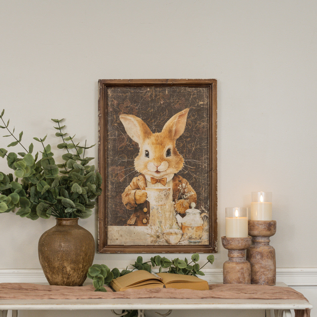 FRAMED TEA PARTY BUNNY PRINT
