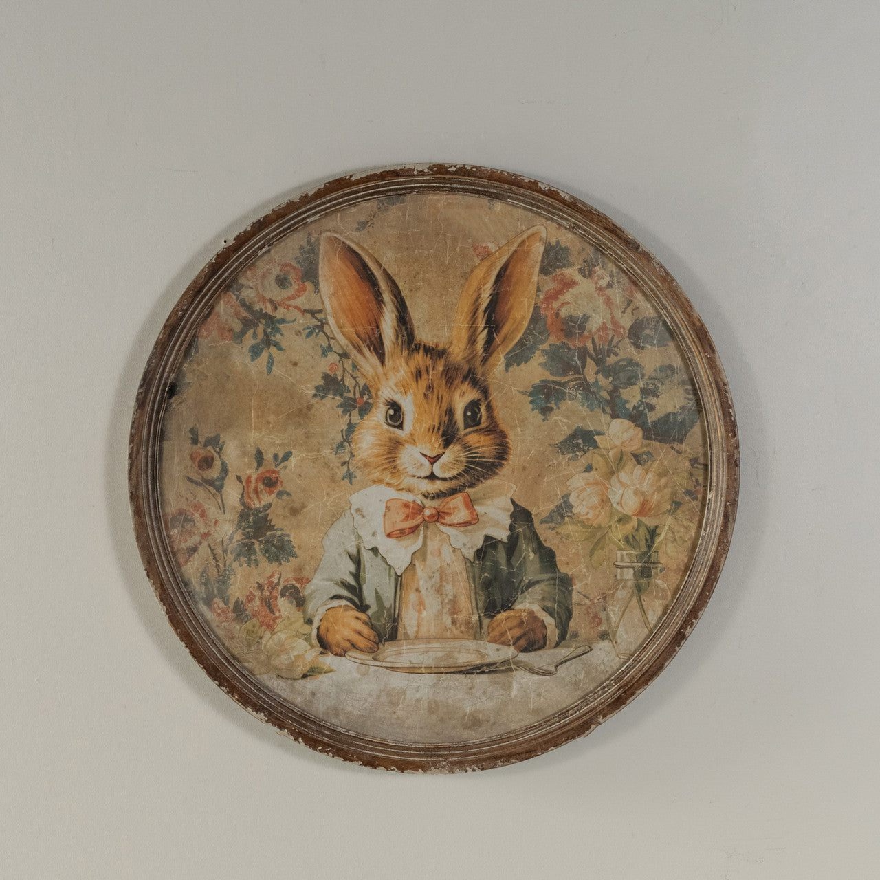 ROUND FRAMED DINING BUNNY PRINT