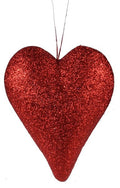 6.5"H GLITTERED HEART RED