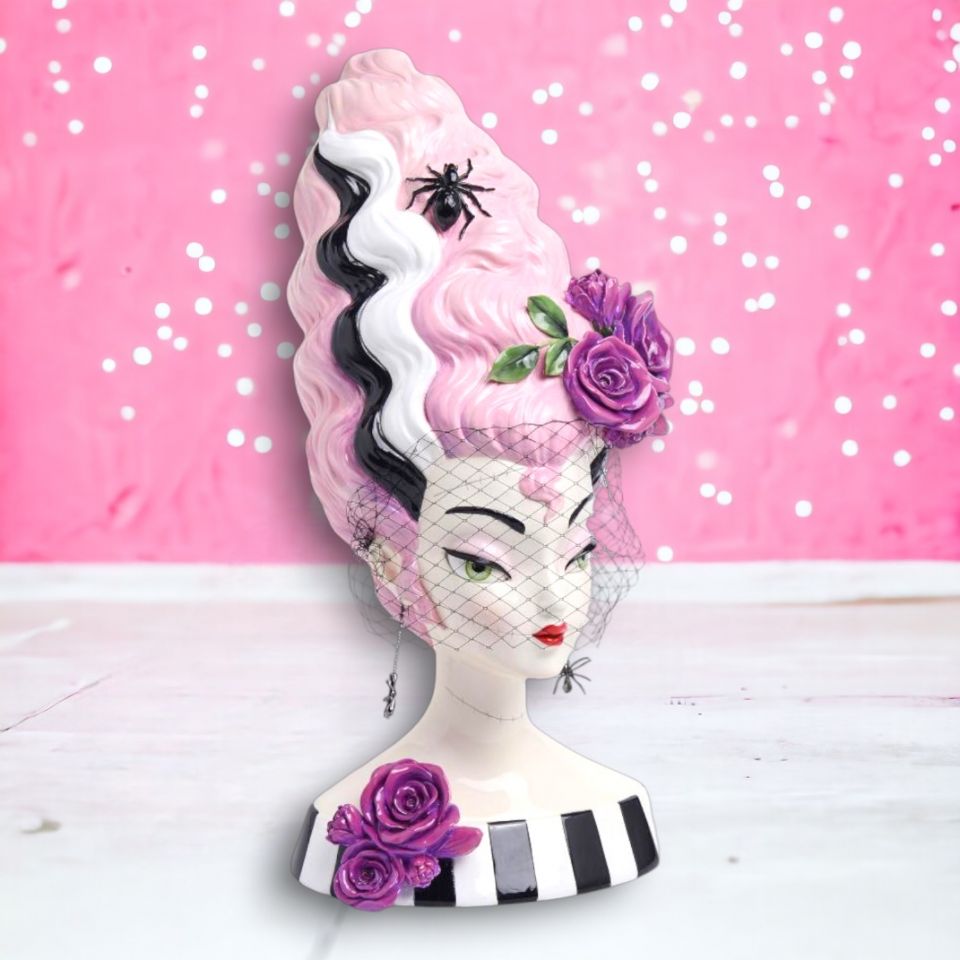 18” Monster Bride Bust with Pink Hair