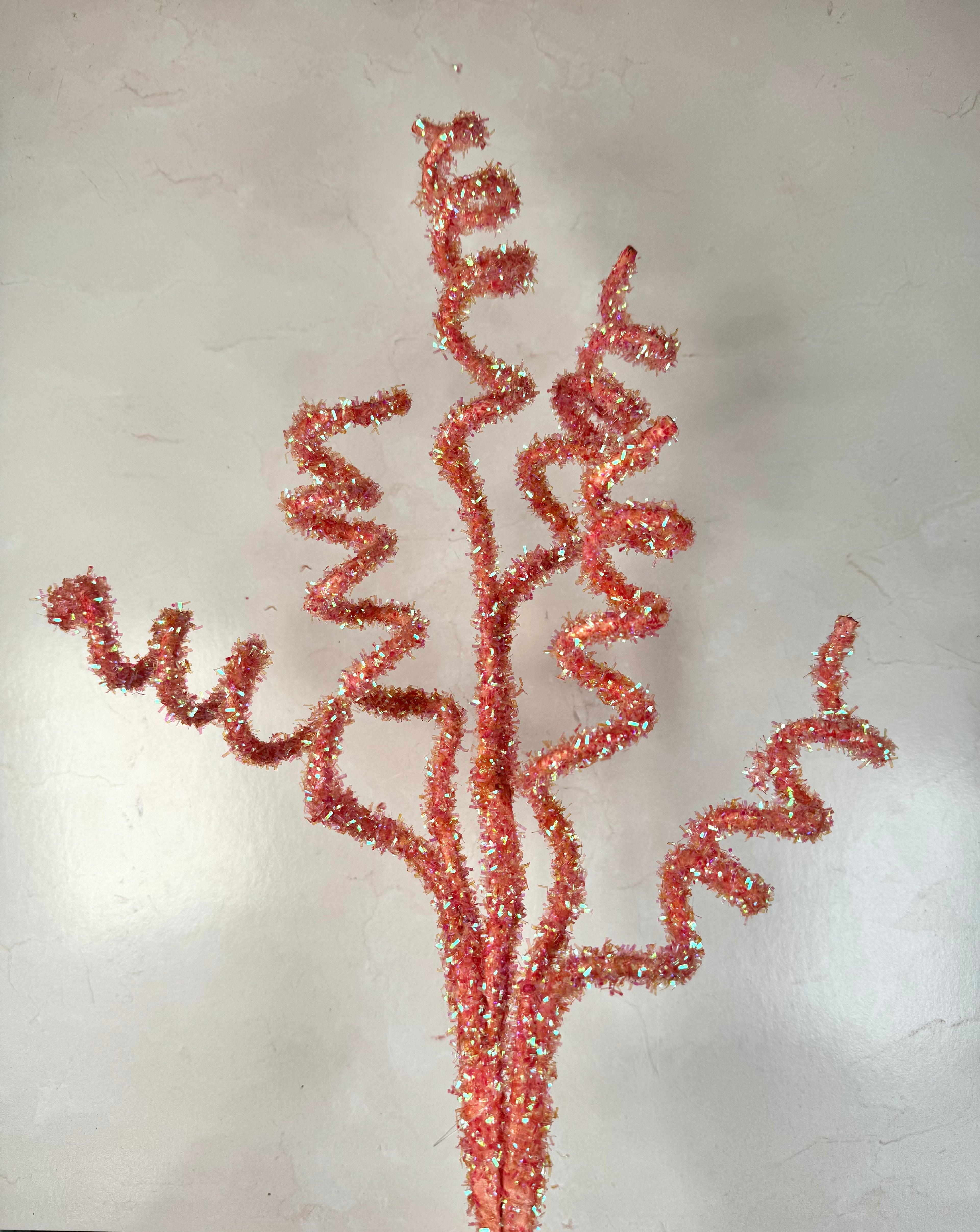 29"L V-CUT FOIL/GLTR CURLY TWIG SPRAY IRIDESCENT HOT PINK