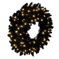 Black Pre-Lit Wreath with White LED Lights