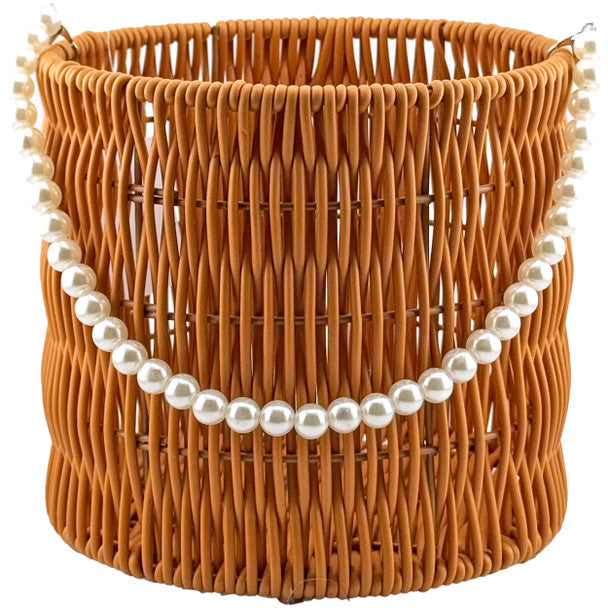 6.5" Woven Basket with Pearl's