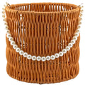 6.5" Woven Basket with Pearl's