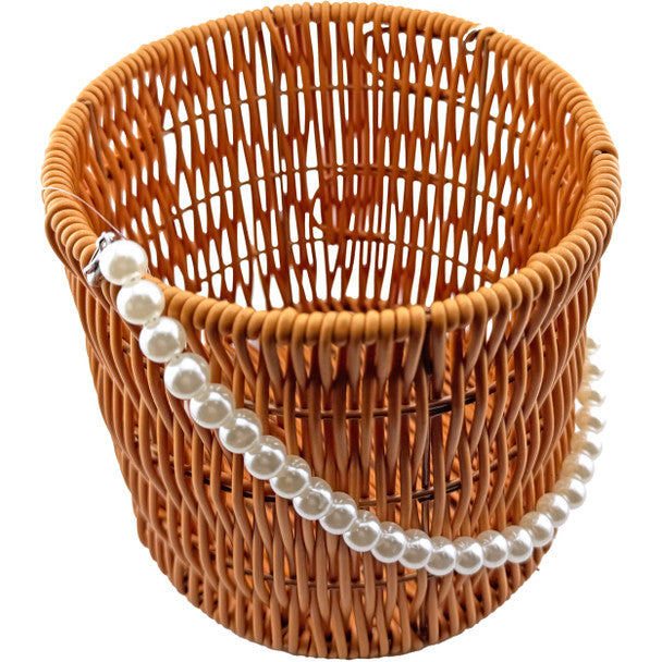 6.5" Woven Basket with Pearl's