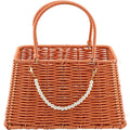 9" Woven Basket Purse with Pearls