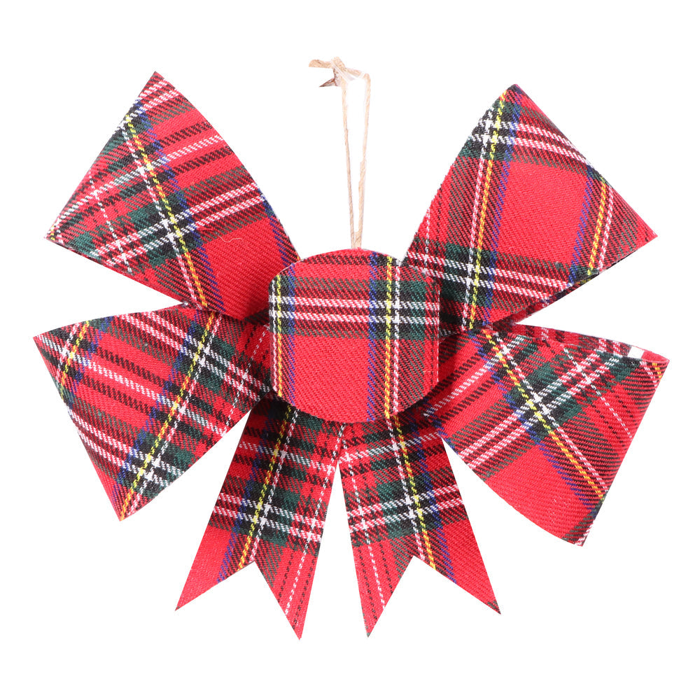 Christmas Carousel Collection - 7" Red Plaid Bow Ornament