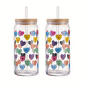 Cupid's Valentine - 20 oz Glass Conversation Heart Sipper - SET OF 2