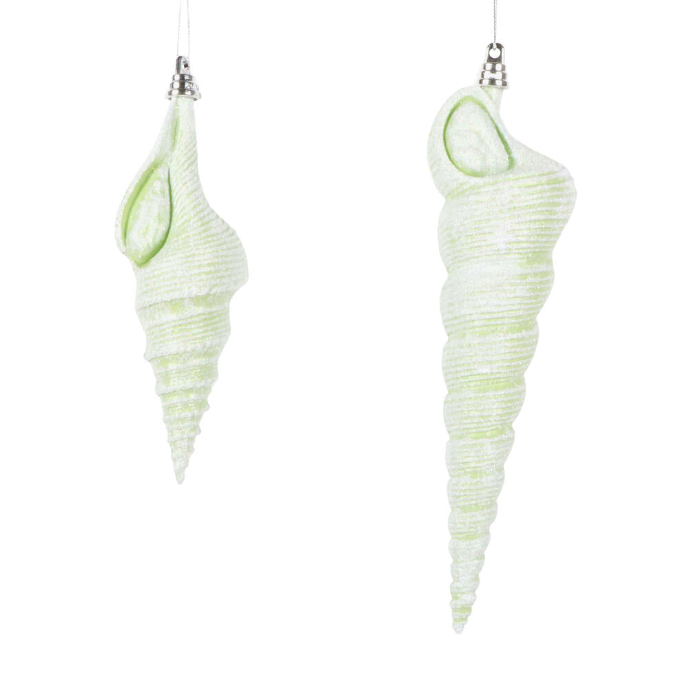Santa's Sweet Shoppe Collection 9" Celadon Conical Shell Ornament - SET OF 2