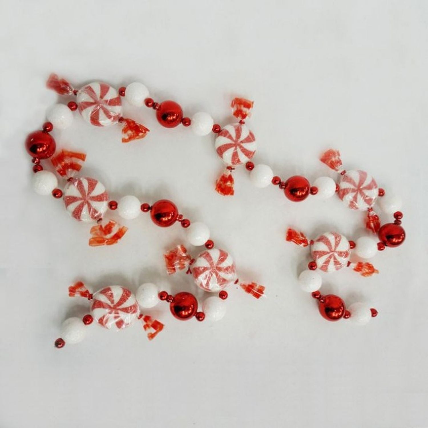 48" Peppermint Candy With Ball Garland