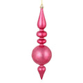 10"  Hot Pink Candy Glitter Snowflake Finial Ornament