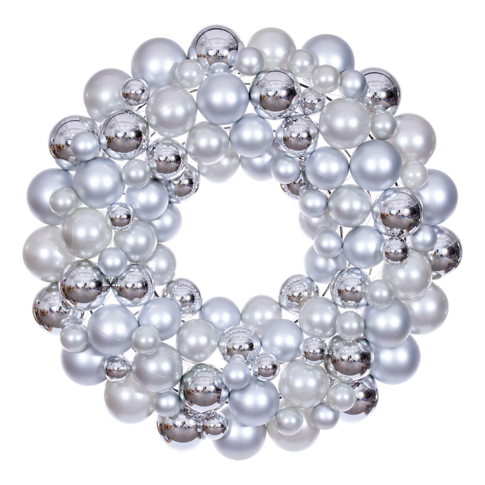 Christmas Carousel Collection - 24" Silver Ball Wreath