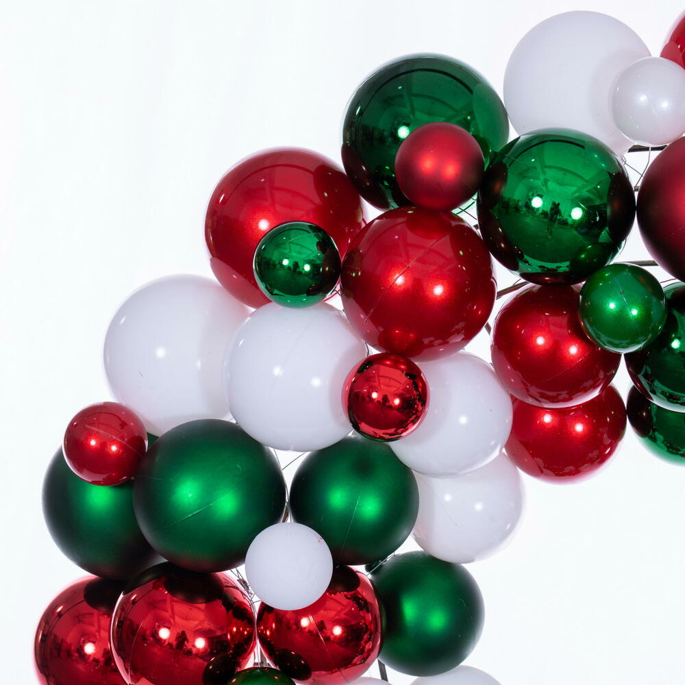 Christmas Carousel Collection - 24" White/Red/Green Ball Wreath