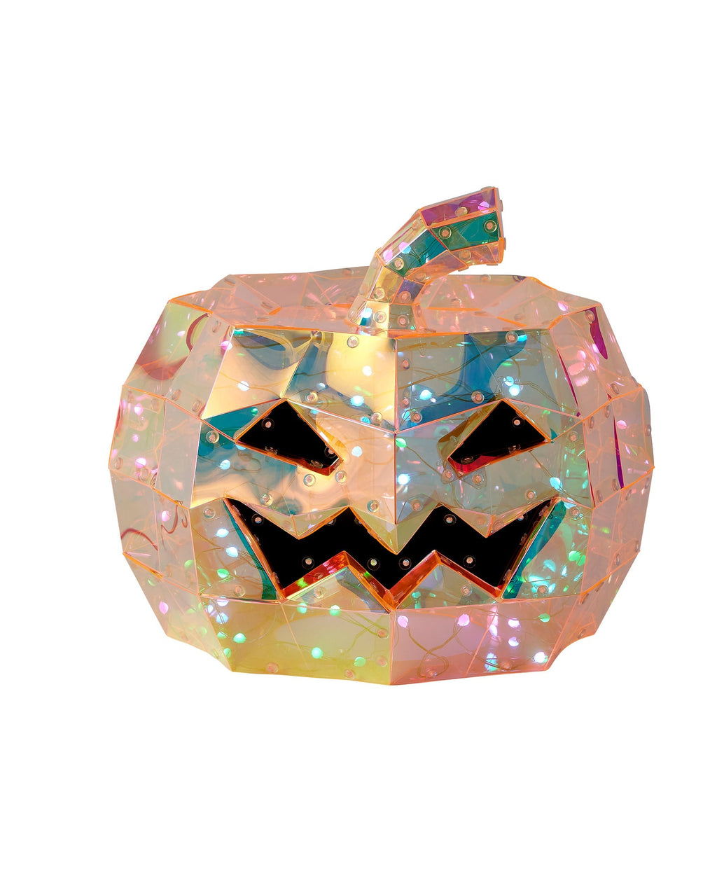 Iridescent Prismatic Halloween Pumpkin 8", LED lights