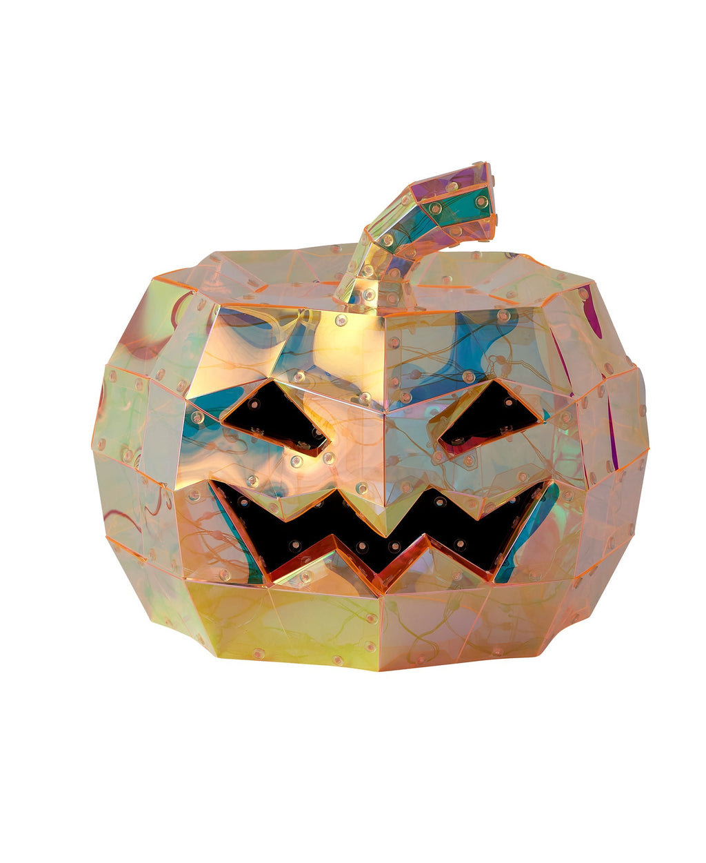 Iridescent Prismatic Halloween Pumpkin 8", LED lights