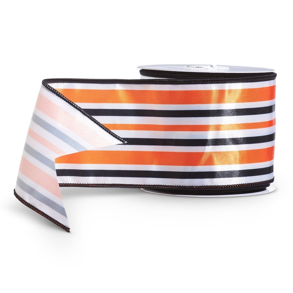 Halloween - 4" X 10 Yds Black and Orange Stripe Ribbon