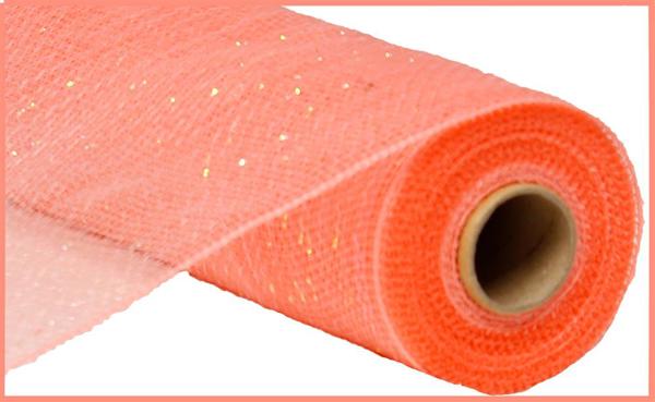 10"X10YD METALLIC MESH CORAL W/IRIDESCENT FOIL