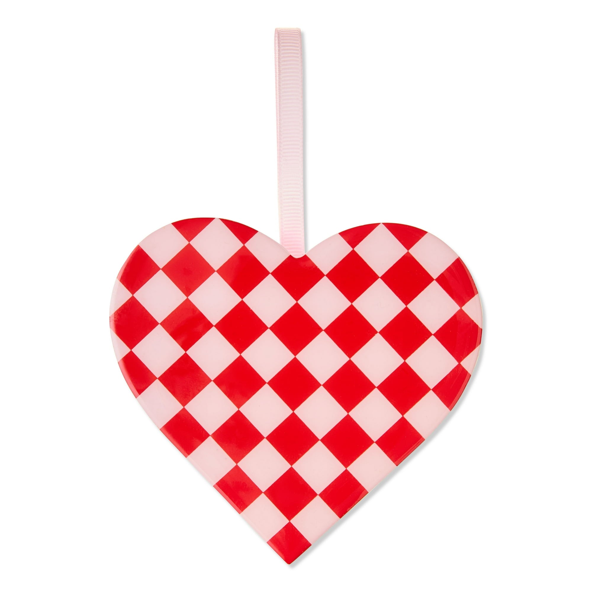Cupid's Valentine - 4" Checkered Heart Ornament