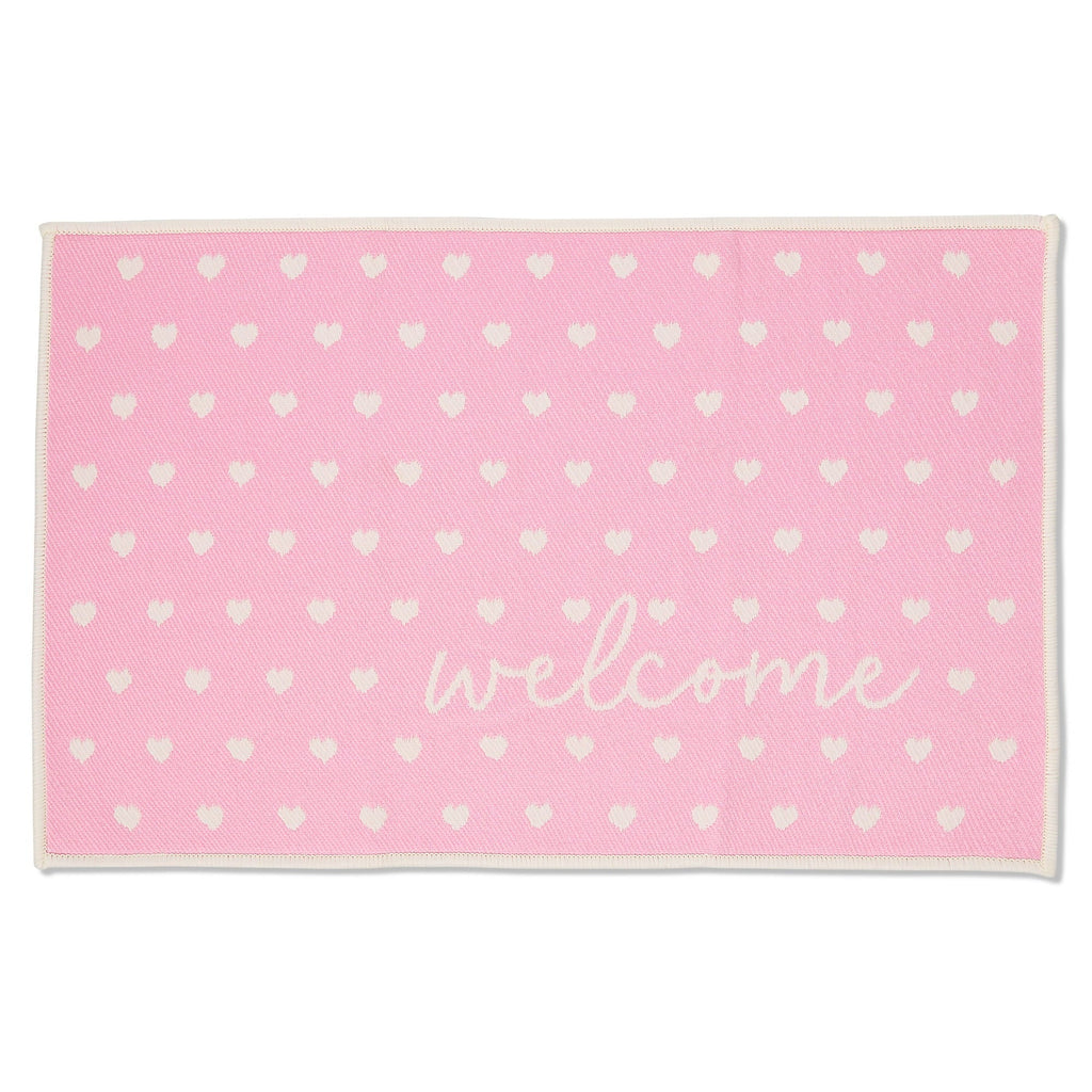 Cupid's Valentine - 36" x 24" Pink Hearts - Fabric Door Mat - Reversible
