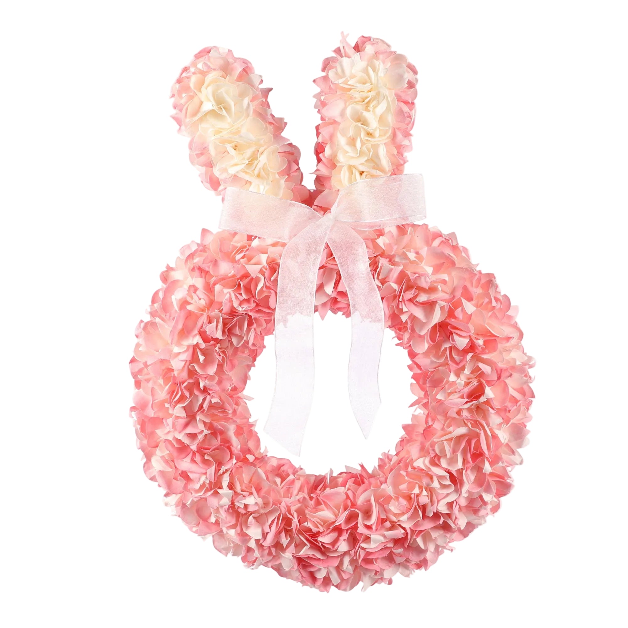13.8" Hydrangea Bunny Wreath Pink