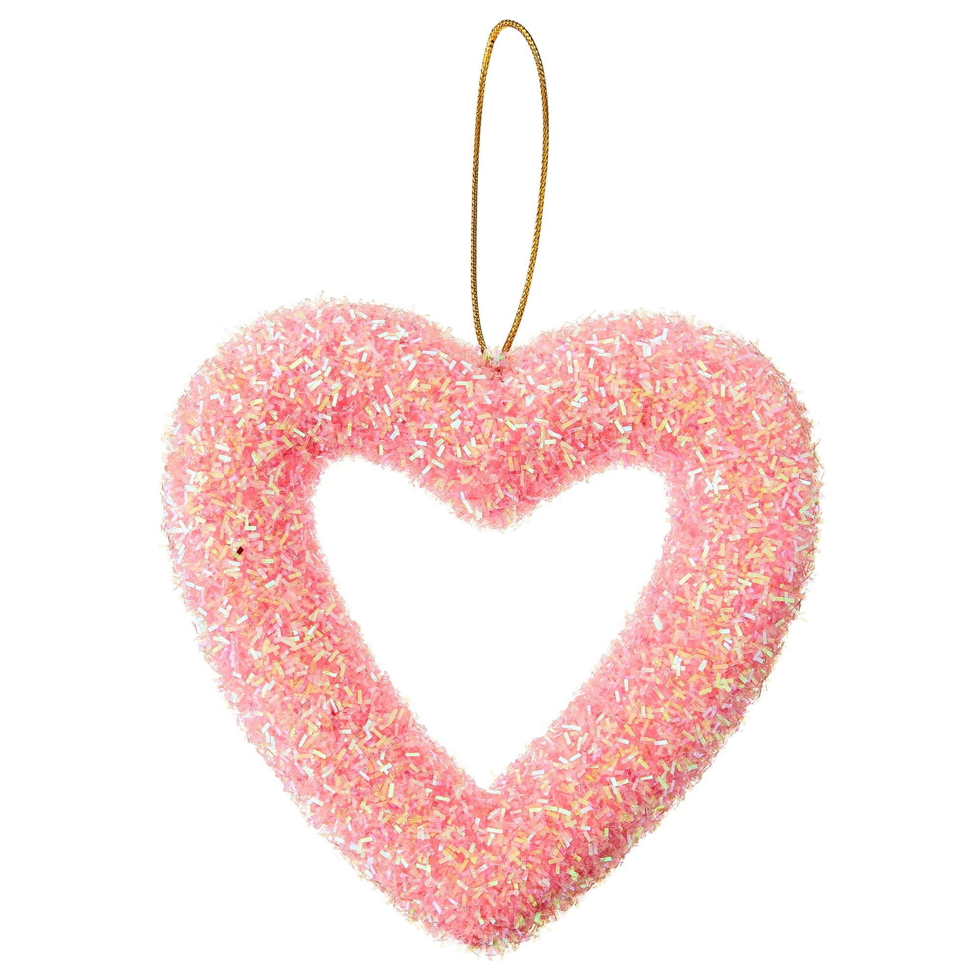 Cupid's Valentine - 6" Pink Tinsel Heart Ornament