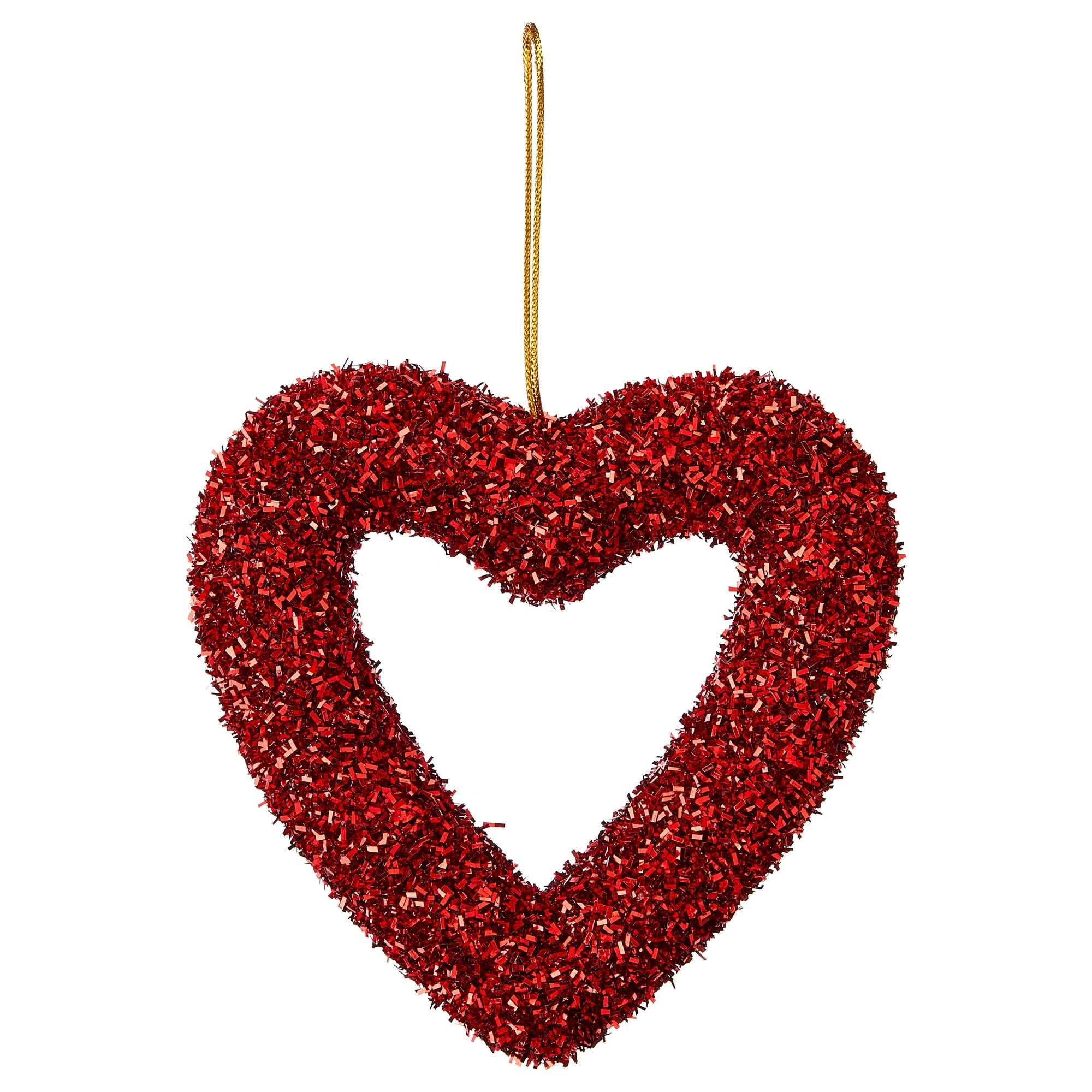 Cupid's Valentine - 6" Red Tinsel Heart Ornament