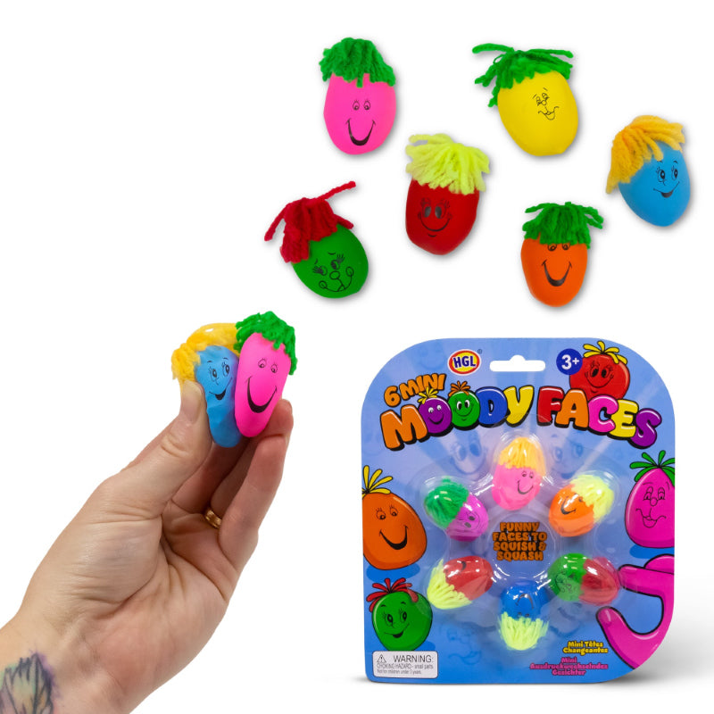 MINI MOODY FACES SQUISH SQUASH - 6 PACK