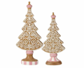 Santa's Sweet Shoppe Collection 11"& 13.5" Icing Gingerbread Tree Set Of 2