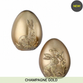 SET OF 2 - 4.5" RESIN GOLDEN EGGS W/BUNNY EMBOSSED