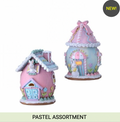 SET OF 2 - 7-9" LED RESIN EASTER HOUSES