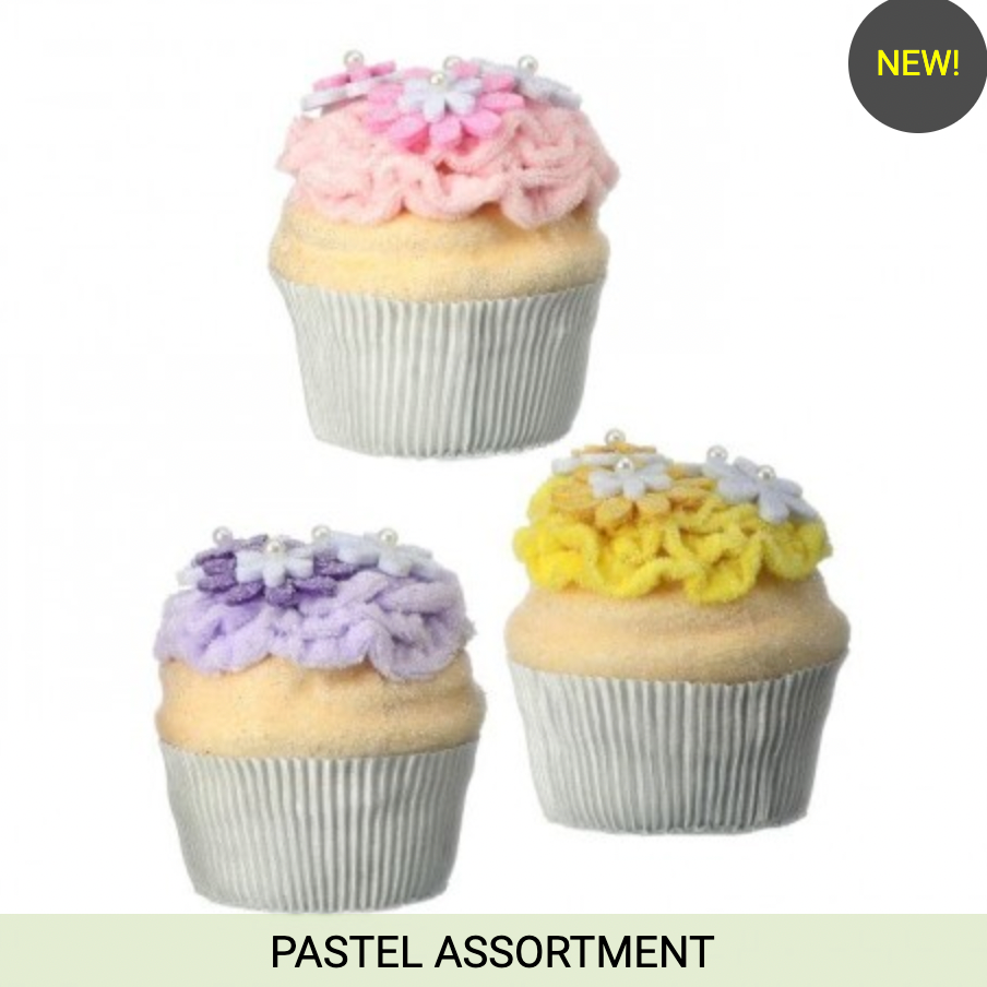 SET OF 3 - 4" VINTAGE FAUX EASTER BLOSSOM CUPCAKE