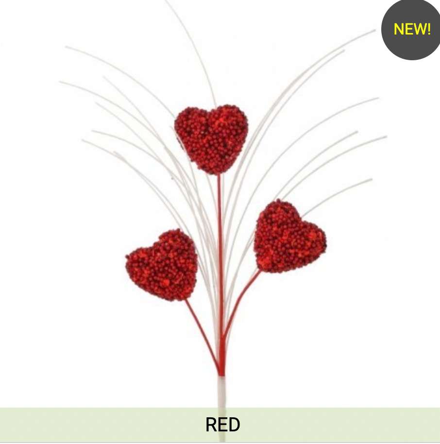 16" TRIPLE BEADED HEART W/GLITTER PICK