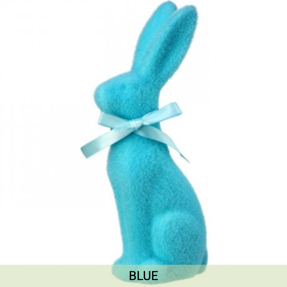 TERRACOTTA FLOCKED BUNNY 9.25" - BLUE
