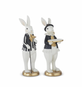 12" ROYAL Resin Easter Bunnies Black & Gold SET OF 2