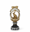 11.75" Royal Resin White Gold & Black Easter Egg Cutout with Bunny