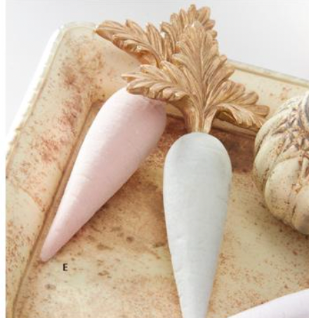 7" Resin Pastel Flocked Royal Carrots with Gold Tops - SET OF 3
