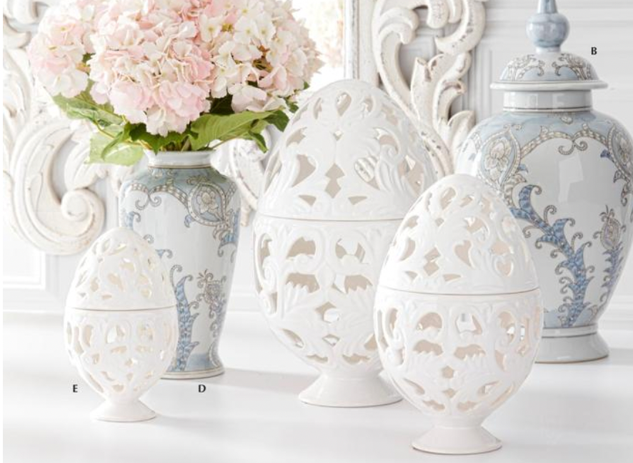Set of 3 Cream Scroll Cutout Egg Containers