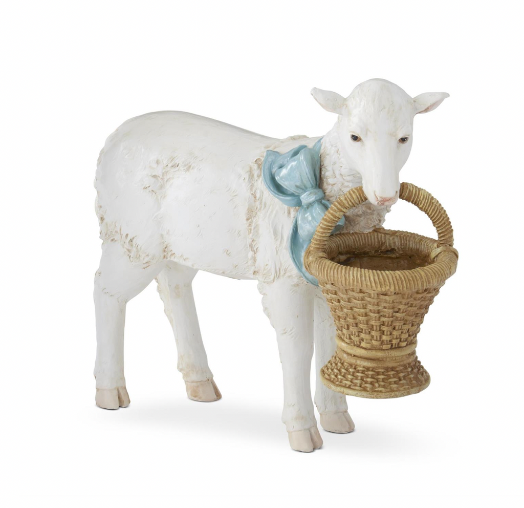 10.25" Resin Sheep with Basket