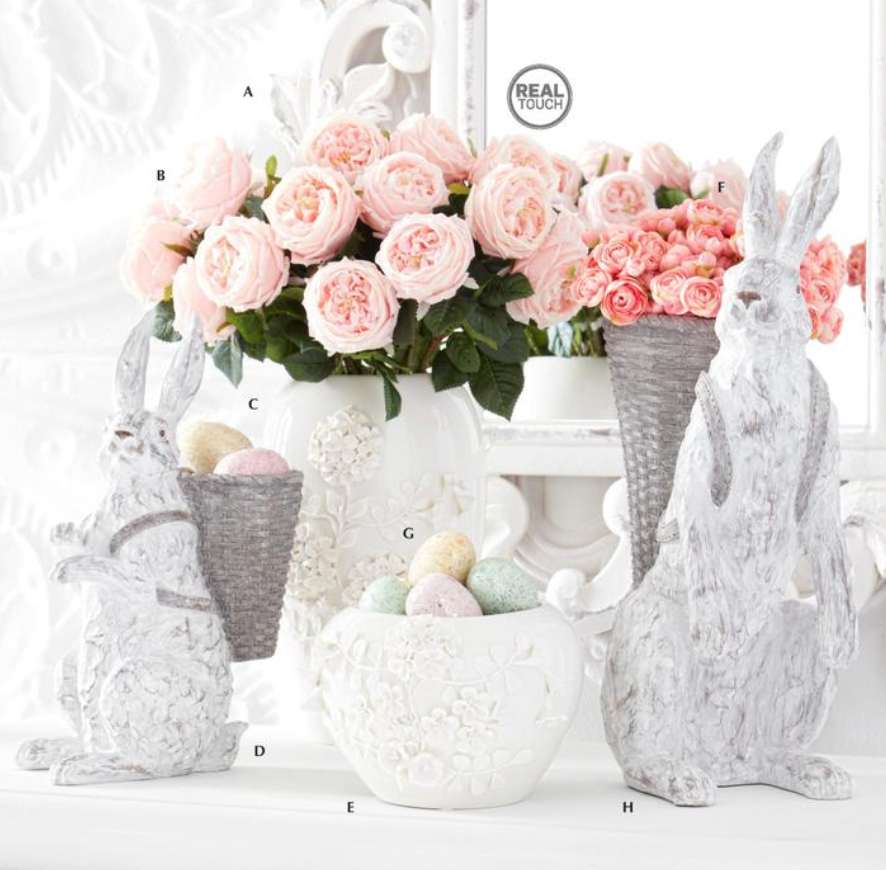 22.5" Whitewashed Resin Bunny with Open Basket
