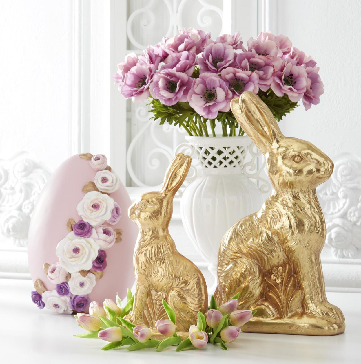 19" Resin Royal Gold Foil Resin Easter Bunny