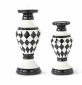 Set of 2 Black & White Royal Easter Ceramic Candleholders