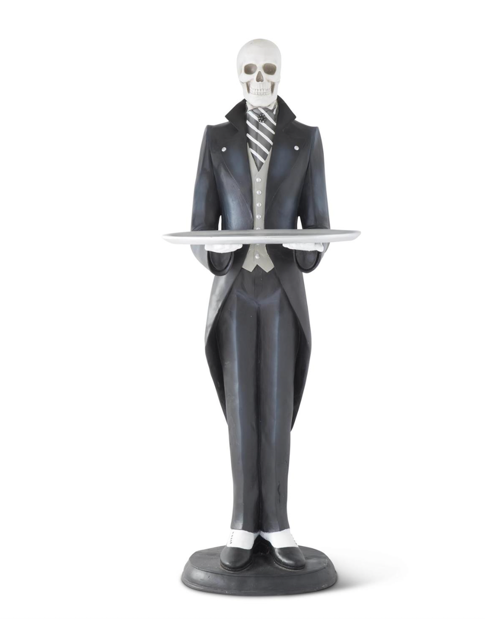 70" Resin Skeleton Butler Holding Serving Tray