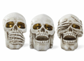 Set of 3 - 15" Speak No Evil Resin LED Skulls