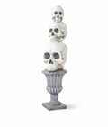 48" White 3 Stacked Skulls on Gray Urn