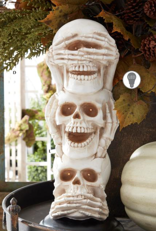 23.5" Resin Three Stacked LED Skulls