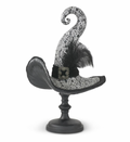 23.75" Black & White Resin Witch Hat on Pedestal