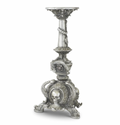 20.5" Silver Resin Skull & Bat Halloween Candleholder