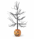20" Black Glittered Wire Halloween Tree w/Jack O Lantern Base
